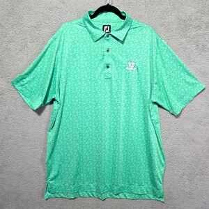 FootJoy Polo Mens Shirt XL Green Floral Embroidered DG Country Club St. Patty